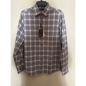 NWT Quieti Performance Gray Plaid Long Sleeve Shirt Size Small